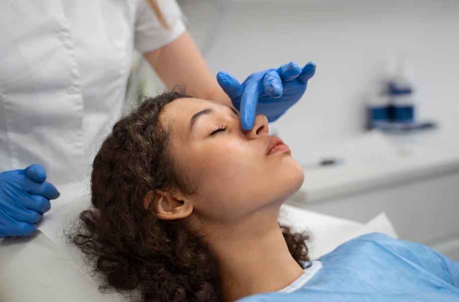 woman after undergoing a Rhinoplasty in Brazil