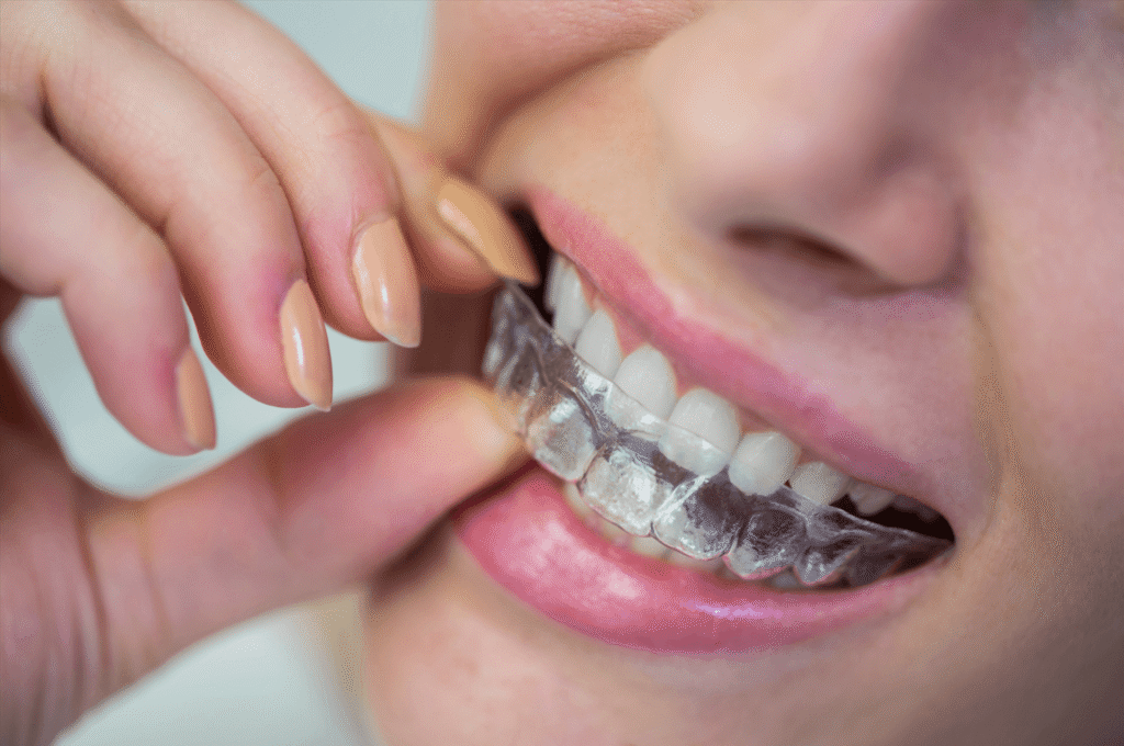 woman wearing Invisalign in Brazil